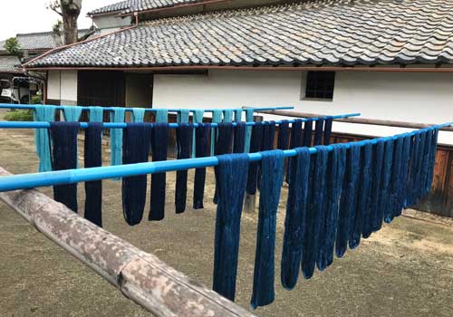 Drying indigo-dyed yarn