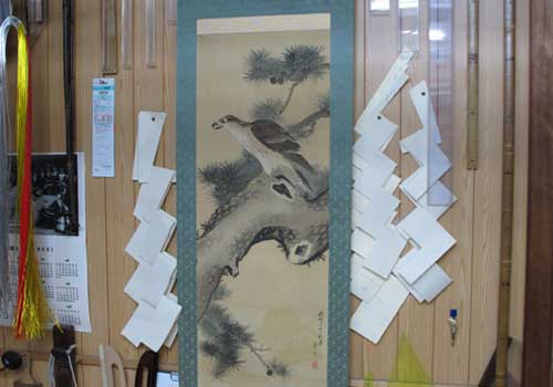 The mounted Hawk in the Pine (Painter unknown ) hanging scroll
